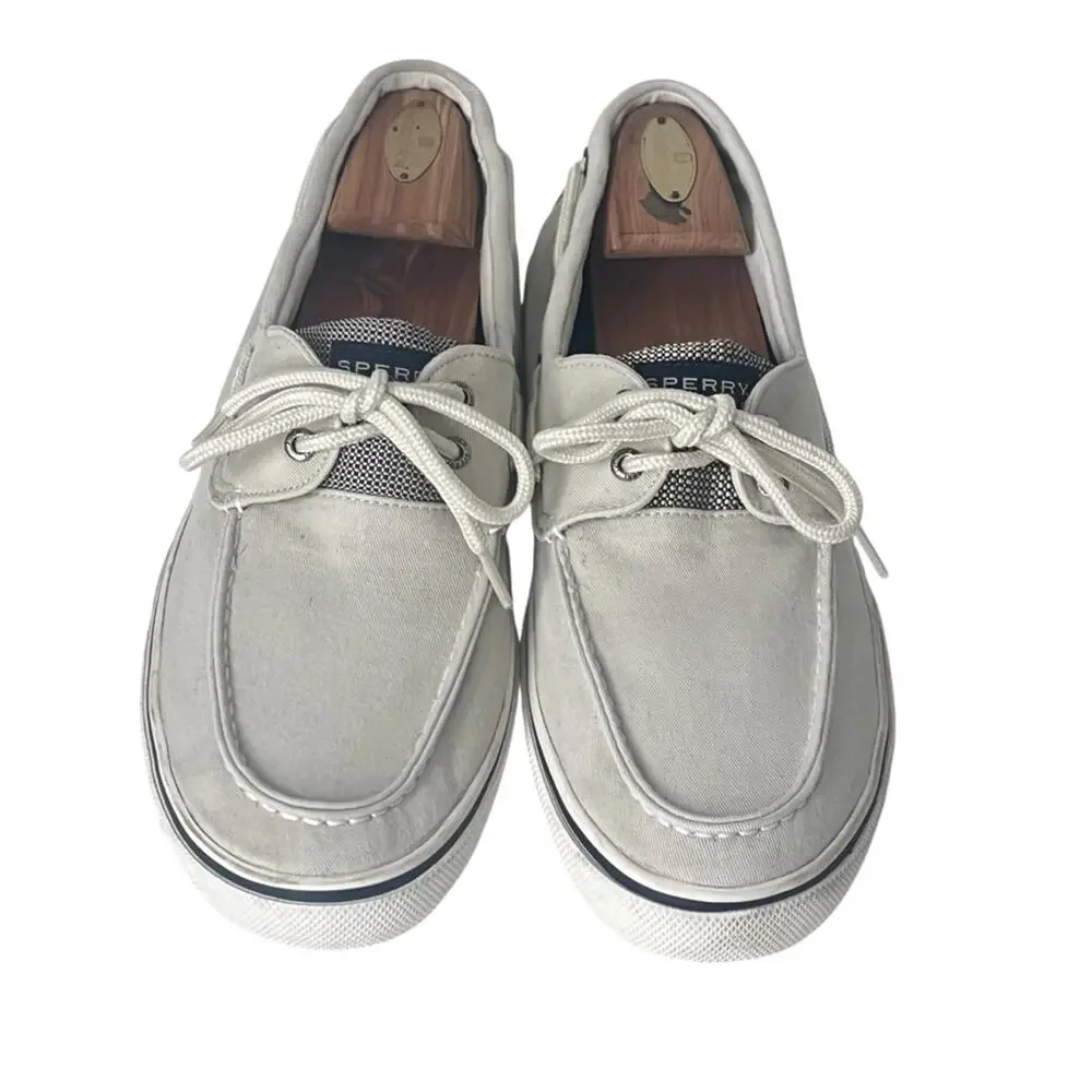 Sperry Canvas Boat Shoes Mens 13 Classic Lace Up Moccasin White Docksider Preppy